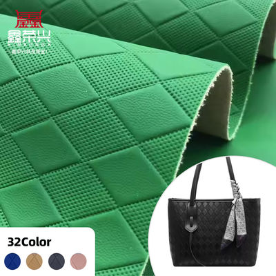 Couro PVC com padrão de grão quadrado de diamante, 34 cores disponíveis, com MOQ de 1000 jardas e capacidade de produção de 100.000 metros