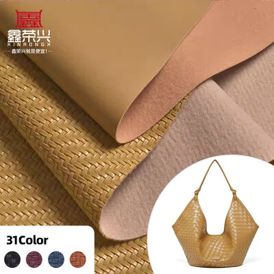 Synthetic PVC Artificial Leather Fabric Embossed Woven Pattern Stretch Waterproof Furniture Craft Sofa Chair Car Seat Bag Decor