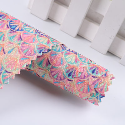 0.5mm Glitter PU couro escovado Mermaid Fish Scale PU couro artificial