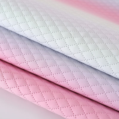 Bolsa de mão em relevo PU Tecido de couro de Gradiente Arco-íris Grelha de diamante