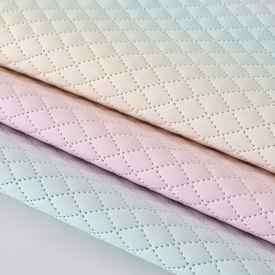 Bolsa de mão em relevo PU Tecido de couro de Gradiente Arco-íris Grelha de diamante