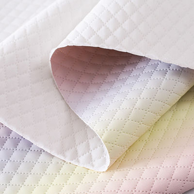 Bolsa de mão em relevo PU Tecido de couro de Gradiente Arco-íris Grelha de diamante