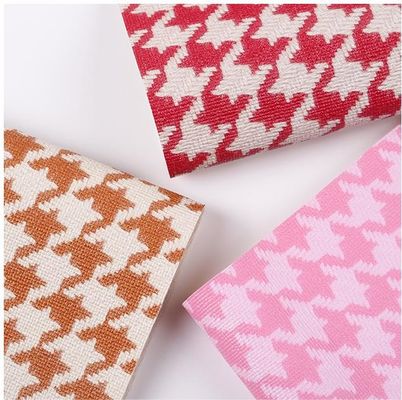 Houndstooth PVC couro para sacos Material de tecido de couro impresso personalizado