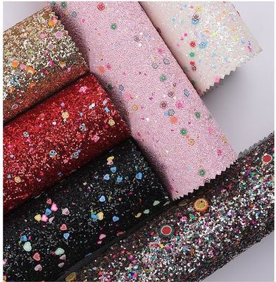 Impressão suave Glitter PU Couro Glamour Sequins doces brilhantes 1,2 mm espessura