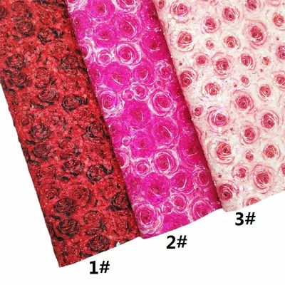 Rosa 100% PU de Couro Impresso Gretel Rose Flower Polyurethane Imitação de Couro