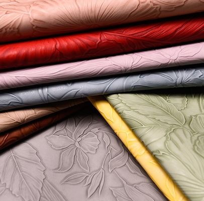 3D Retro Floral em relevo de PVC de couro escovado fundo para bolsa de mão embalagem caixa tecido decorativo Placemat Couro falso