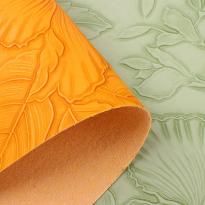 3D Retro Floral em relevo de PVC de couro escovado fundo para bolsa de mão embalagem caixa tecido decorativo Placemat Couro falso