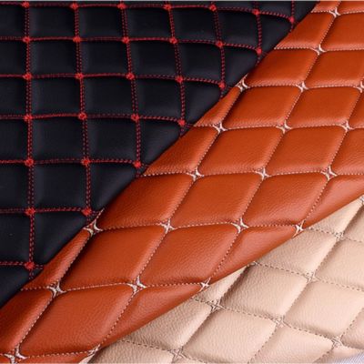 Custom 7.0mm espessura Quilted PVC de couro sintético bordado em relevo poliuretano espuma elástica assento de carro pé sofás decorativos
