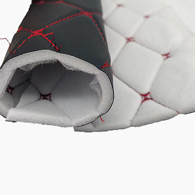 Couro Sintético Acolchoado Bordado em PVC Personalizado com Espuma de Poliuretano de 6,0mm para Capa de Assento de Carro Sofá Tecido de Couro Sintético