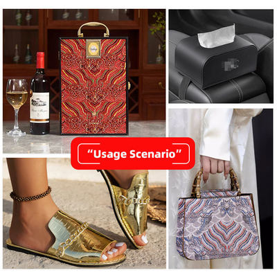 PVC sintético Macrame Impresso Tecido de Couro Falsos Estilo de filme para saco notebook telefone Concha Decorativa & Artesanato Uso para Sofá Bem