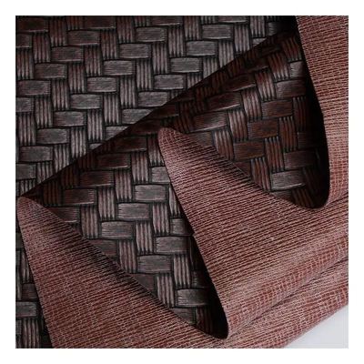 Pvc Big Mat Weave Pattern Couro sintético Artificial Embalagem Carteira Caixa de sapatos Notebook Tecido de couro falso