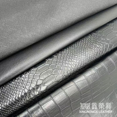 Atacado PVC Faux Couro Carteira Caixa Sapatos Caderno Lichia Animal Tecido Cruzado Padrão Artificial Couro Sintético