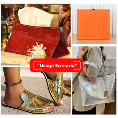 Couro Sintético Falso Texturizado Crocodilo em PVC Emborrachado, Couro Sintético Colorido para Sapatos, Bolsas, Mobiliário e Materiais de Artesanato