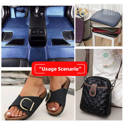 Tecido de couro sintético com padrão de grãos de PVC para assentos de automóveis e móveis