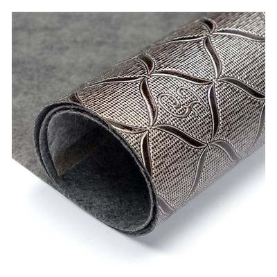 Venda por atacado Pvc Padrão Geométrico Brilhante Couro Artificial embalagem de couro sintético Caixa de carteira Caixa de notas Tecido de couro falso