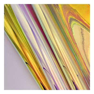 Couro Sintético Artificial Falso Holográfico Metálico Colorido Espelho Arco-Íris Pu para Sapatos, Capa de Bolsa, Caderno, Tecido de Couro