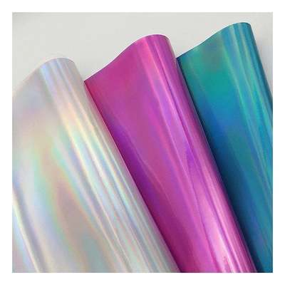 Couro Sintético Artificial Falso Holográfico de Filme Laser Arco-Íris Pu Sapatos Espelho Couro Sintético Artificial Falso Couro Bolsa de Mão