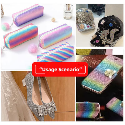 Elastic PU Sparkly Shiny Chunky Hexagon Glitter Fabric Couro sintético para sapatos Bolsas de arco Artesanato Chapéu Tecido de couro falso