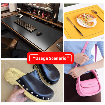 Tecido de couro sintético artificial de dupla face com padrão de vaca em PVC de 160 cm de largura para sapatos, tapetes de mesa e bolsas