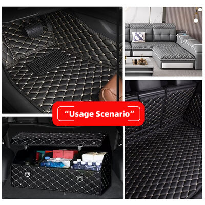 Acessórios de carro de couro de PVC personalizados 4.6mm espessura com almofada de espuma Estirante Fit em relevo assentos de carro bordados sofás para bolsas