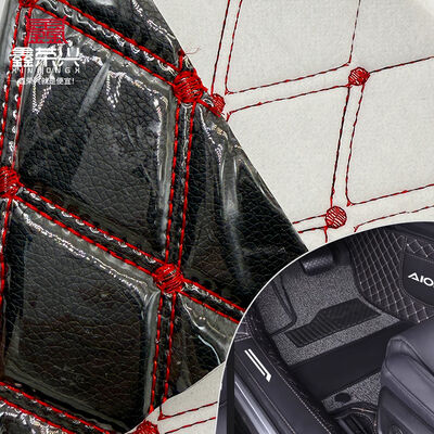 Acessórios de carro de couro de PVC personalizados 4.6mm espessura com almofada de espuma Estirante Fit em relevo assentos de carro bordados sofás para bolsas