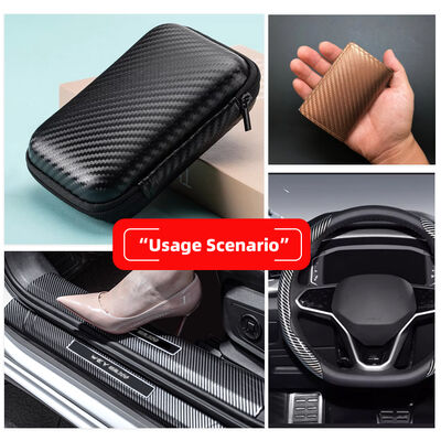 Acessórios de couro sintético de fibra de carbono PU resistente à água Couro sintético de fibra de carbono PU resistente à água Couro sintético para roupas Caixas de telefone Caixas de mangas Couro falso durável Artesanato Vestuário