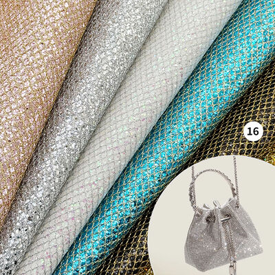 Mesh-Type Coarse Glitter PVC Synthetic Leather Stretch Faux Leather Material for Shoe Luggage Bag Packaging Sofa Outdoor Lining