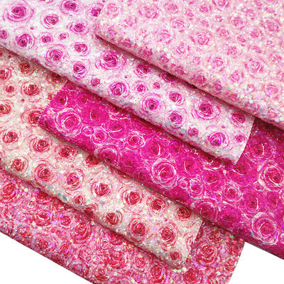 Rosa 100% PU de Couro Impresso Gretel Rose Flower Polyurethane Imitação de Couro