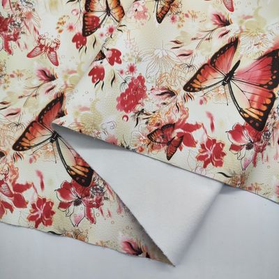 Impresso Borboleta colorida apaixonada por flores PVC PU Material de couro sintético falso