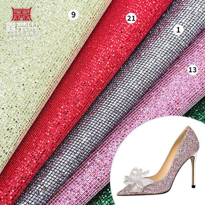 Couro Sintético PVC com Glitter Grosso para Sapatos, Joias, Artesanato, Malas, Embalagens, Caixas, Impermeável, Couro Falso Elástico