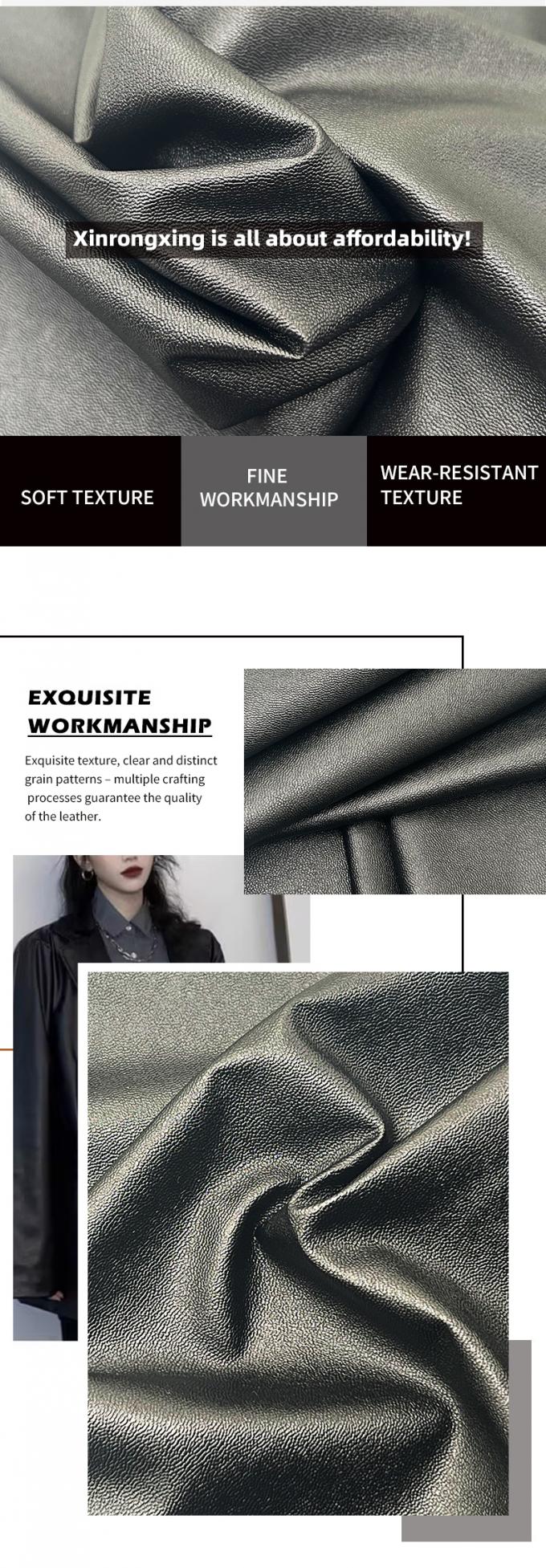Couro Sintético Falso com Grão de Pele de Cordeiro PVC, Blackout, Impermeável, para Vestuário, Calças, Vestidos 5