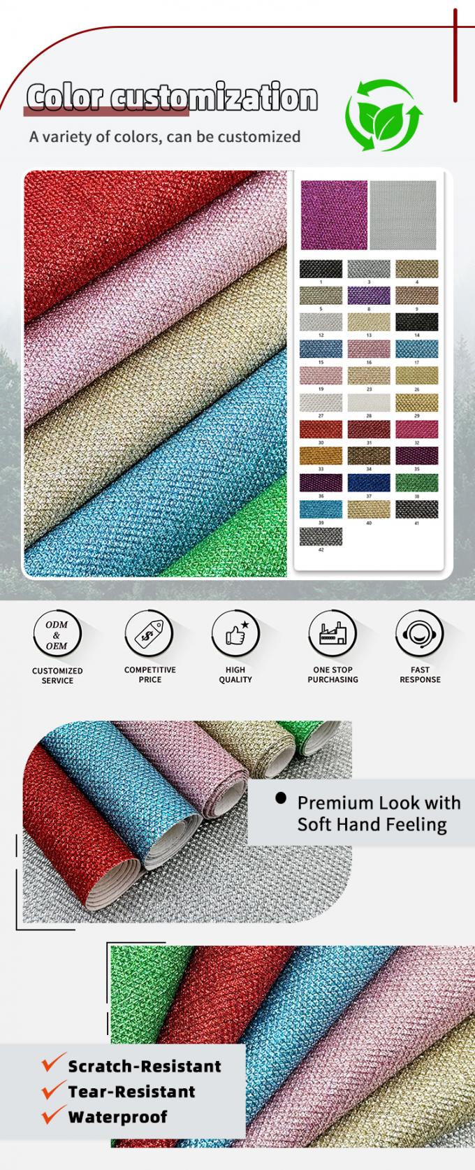 Rel&acirc;mpago Glitter grosso PVC couro sint&eacute;tico Forro de cal&ccedil;ado para joalheria Artesanato Saco de bagagem Embalagem Sof&aacute; de material de couro falso 4