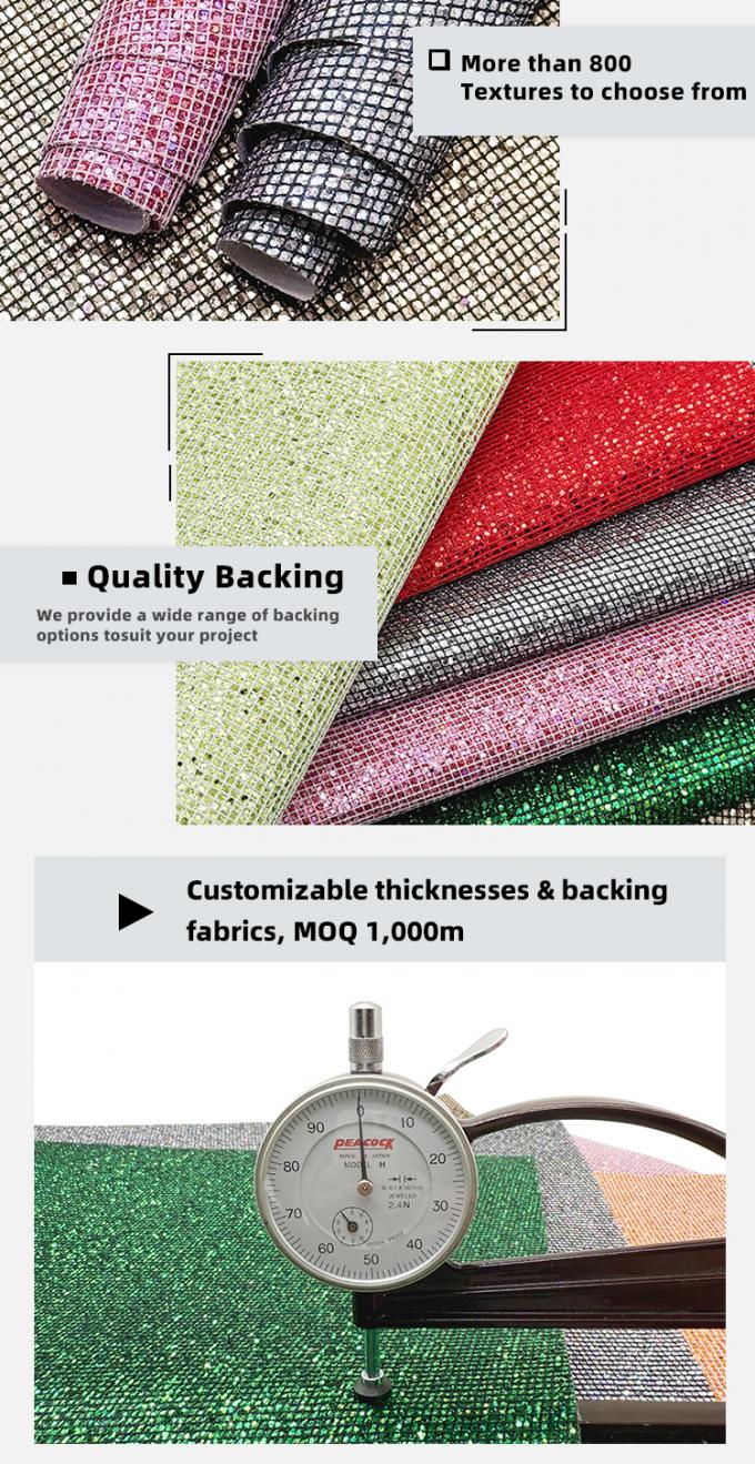 Couro Sint&eacute;tico PVC com Glitter Grosso para Sapatos, Joias, Artesanato, Malas, Embalagens, Caixas, Imperme&aacute;vel, Couro Falso El&aacute;stico 5