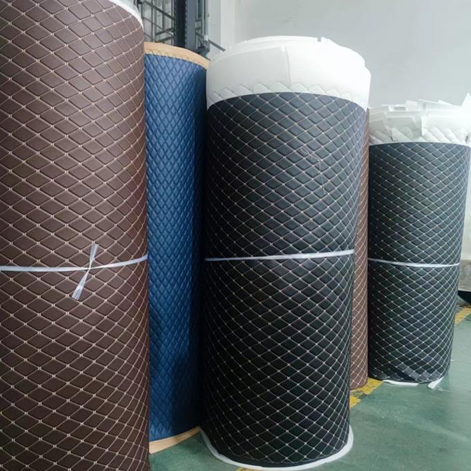 Couro Sintético Acolchoado Bordado em PVC Personalizado com Espuma de Poliuretano de 6,0mm para Capa de Assento de Carro Sofá Tecido de Couro Sintético 12