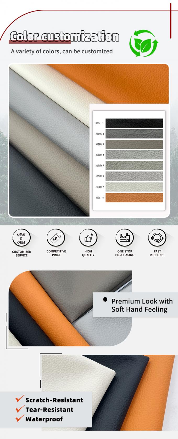 PVC Litchi textura couro sint&eacute;tico pele-como sentir couro falso para cadeira sof&aacute; carro saco de p&eacute;s artesanato 4