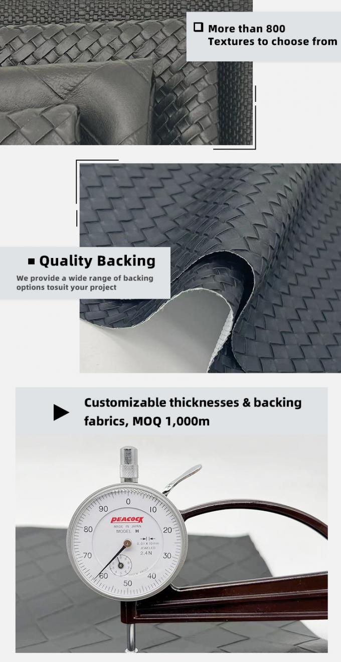 Couro Sint&eacute;tico com Padr&atilde;o de Tecido PVC em Relevo Materiais de Couro Falso para Sapatos, Bolsas, M&oacute;veis, Artesanato, Sof&aacute;s e Exterior 5