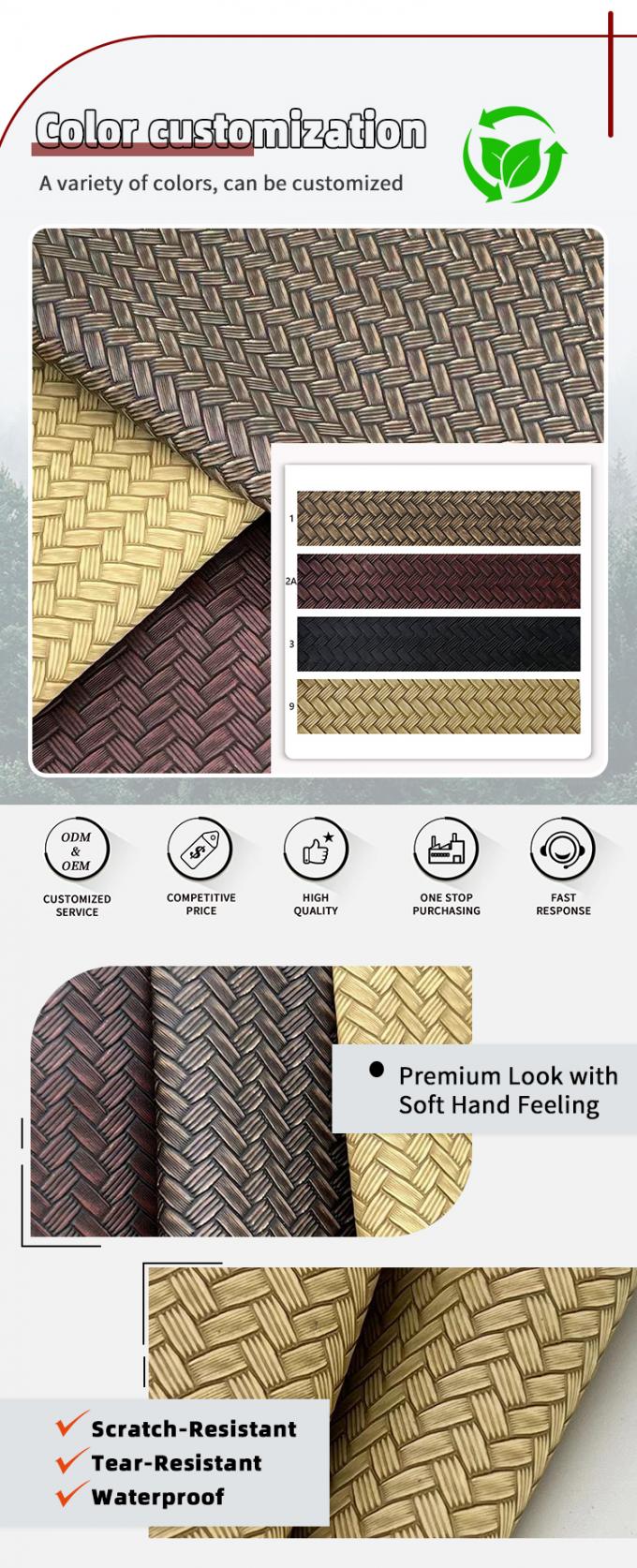 Pvc Big Mat Weave Pattern Couro sint&eacute;tico Artificial Embalagem Carteira Caixa de sapatos Notebook Tecido de couro falso 4