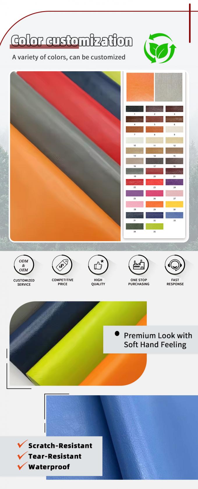 Tecido de couro de malha de PVC para m&oacute;veis de 57/58" resistente &agrave; abras&atilde;o e &agrave; &aacute;gua 4