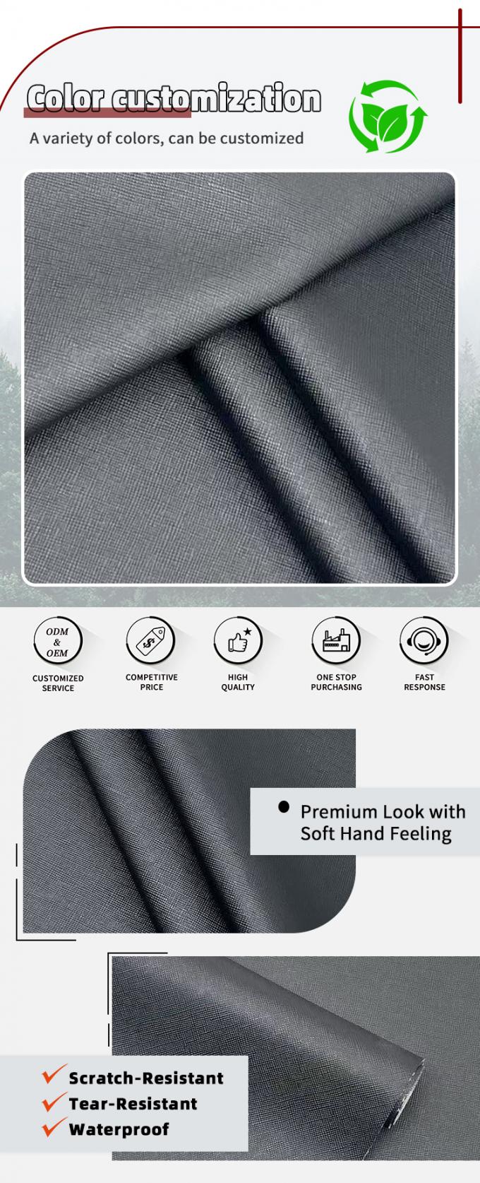 Couro de PVC resistente &agrave; abras&atilde;o para estofamentos de m&oacute;veis 4