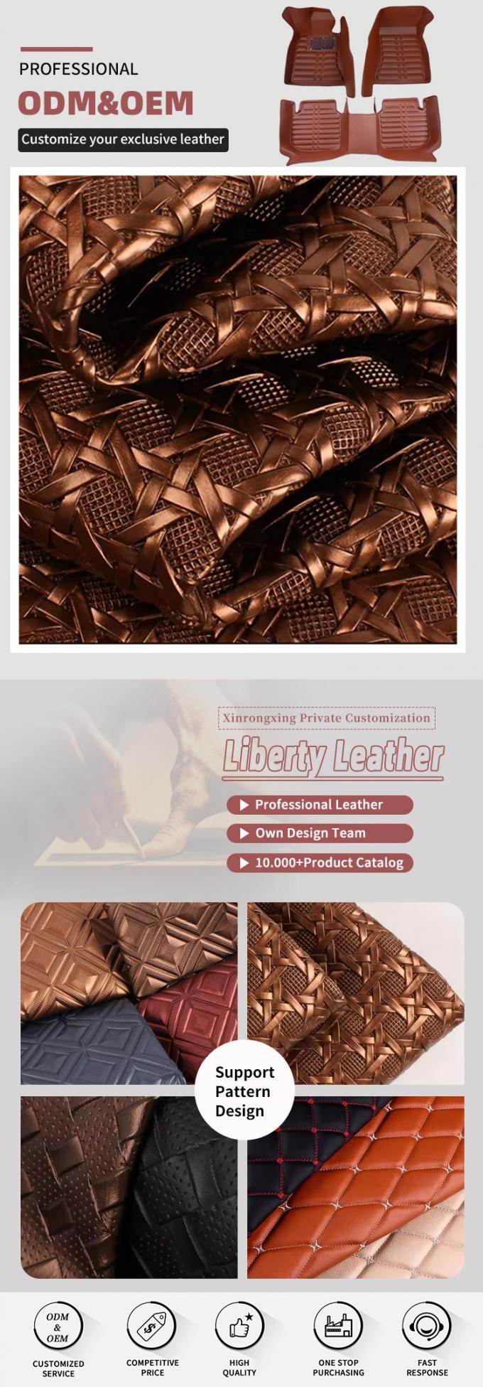 Tecido de couro sint&eacute;tico em relevo de PVC para assentos e m&oacute;veis de autom&oacute;veis 4