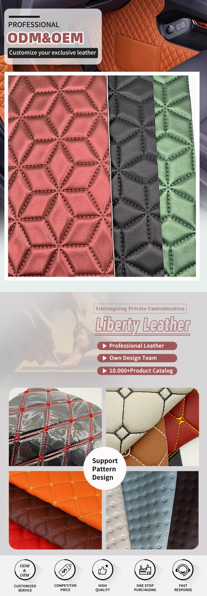 Custom PVC Diamond Embroidery Quilted Perly Synthetic Leather Needle Punch Foam para Car Seat Cover Sofa Tecido de Couro Falso 8