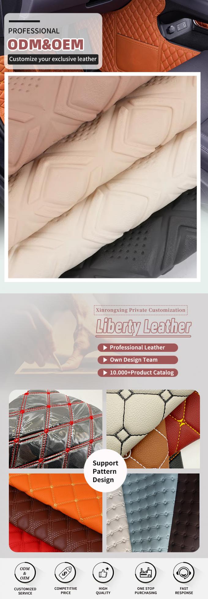 Couro Sintético Artificial Estilo Relevo Perfurado em Diamante PVC para Assentos de Carro, Sofá, Decoração de Bolsas, Tecido de Couro Falso 4