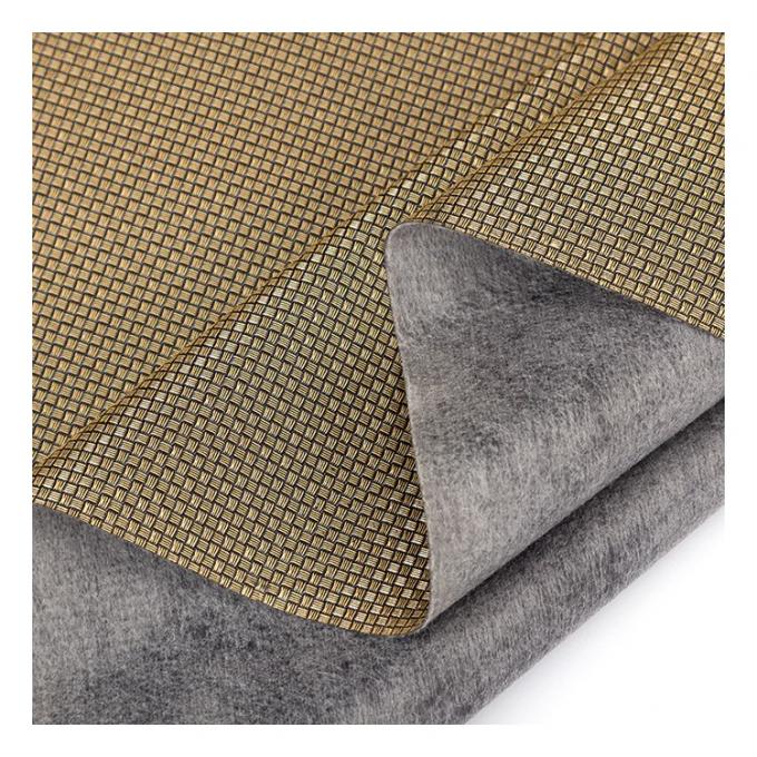 Tecido de couro sint&eacute;tico artificial com padr&atilde;o de trama pequena, cor p&eacute;rola met&aacute;lica PVC, para embalagem, carteira, caixa, sapatos, caderno. 15