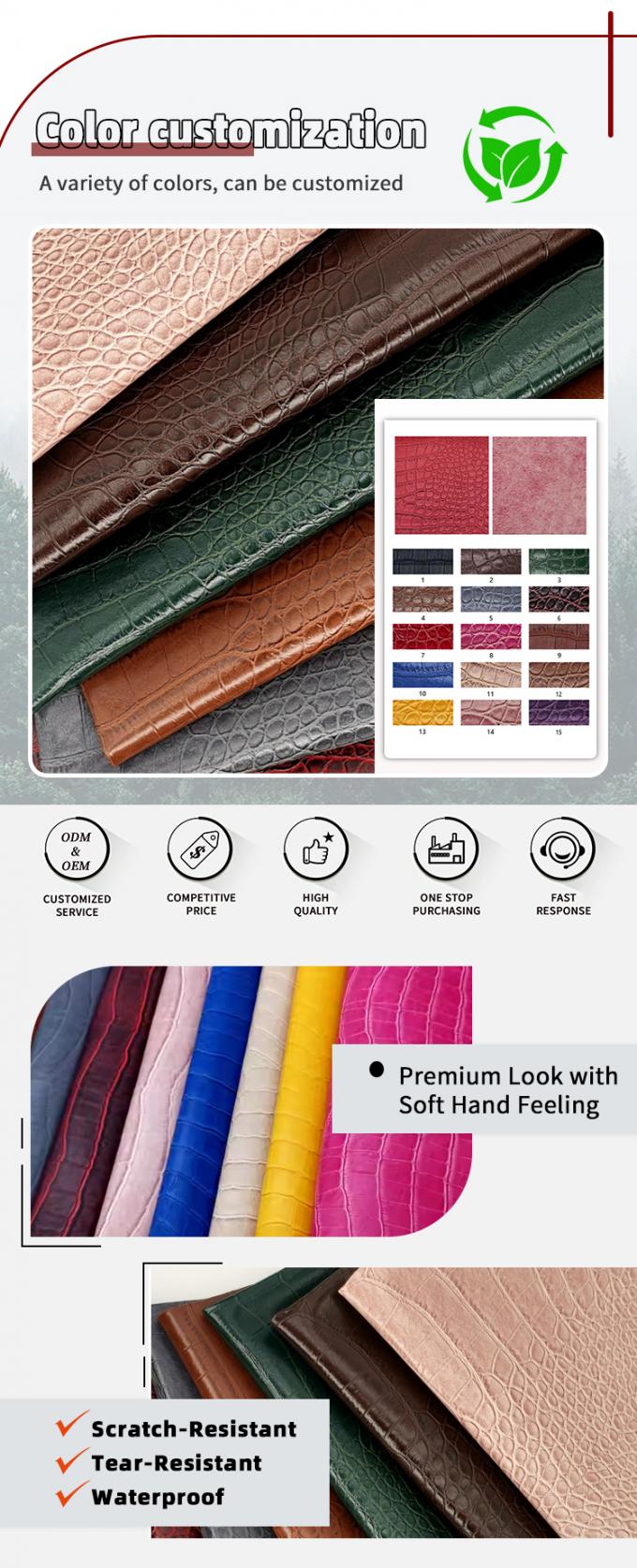 Pvc Cereais de bambu Couro sint&eacute;tico Artificial Caixa de carteira Sapatos Ntoebook Tecido de couro falso 4