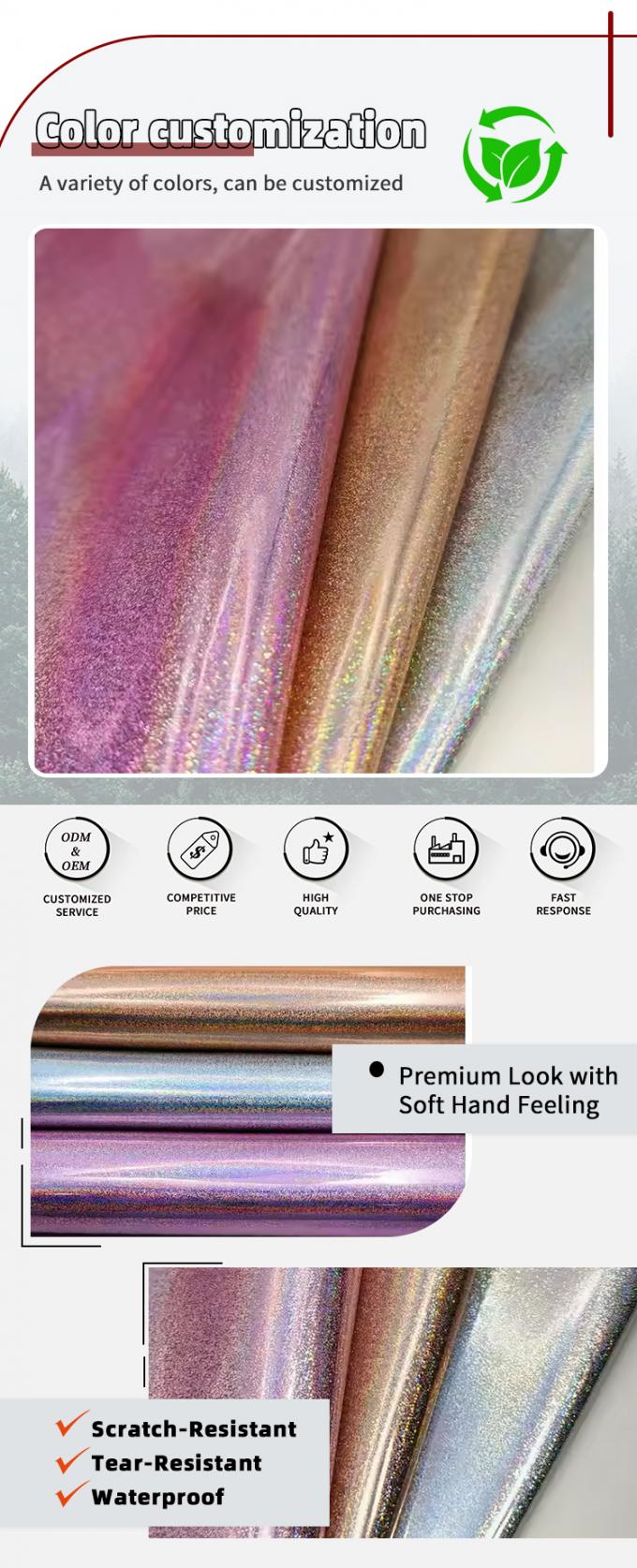 Pu Holographic Leather Little Grain Embossed Synthetic Artificial Faux Shoes Vanity Case Handbag Notebook Leather Fabric 4