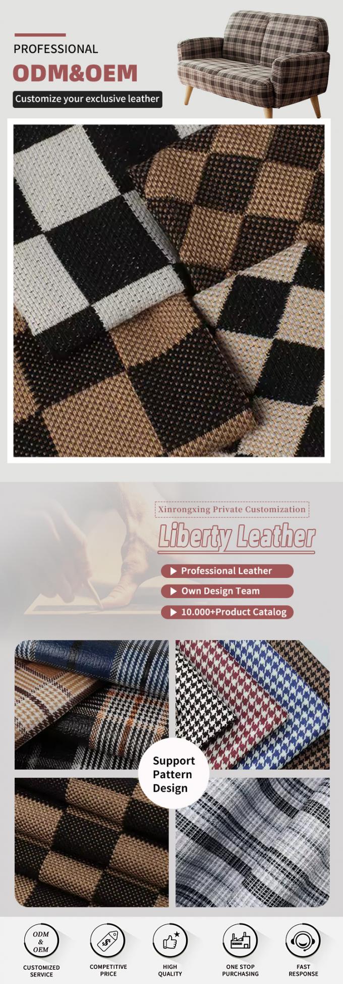 1.0mm Espessura de Linho Plaid Tecido de Linho Impermeável Estiramento Flocked Uso ao ar livre para Saco de Sofá Cinturão de Segurança de Carro Couro Falso Tecido 4