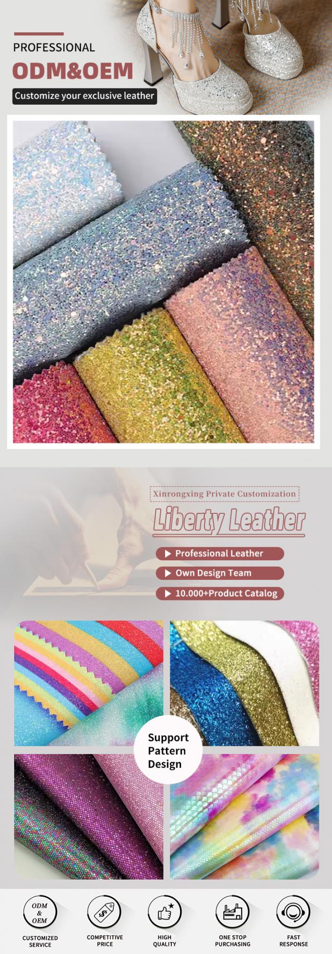 Elastic PU Sparkly Shiny Chunky Hexagon Glitter Fabric Couro sintético para sapatos Bolsas de arco Artesanato Chapéu Tecido de couro falso 4