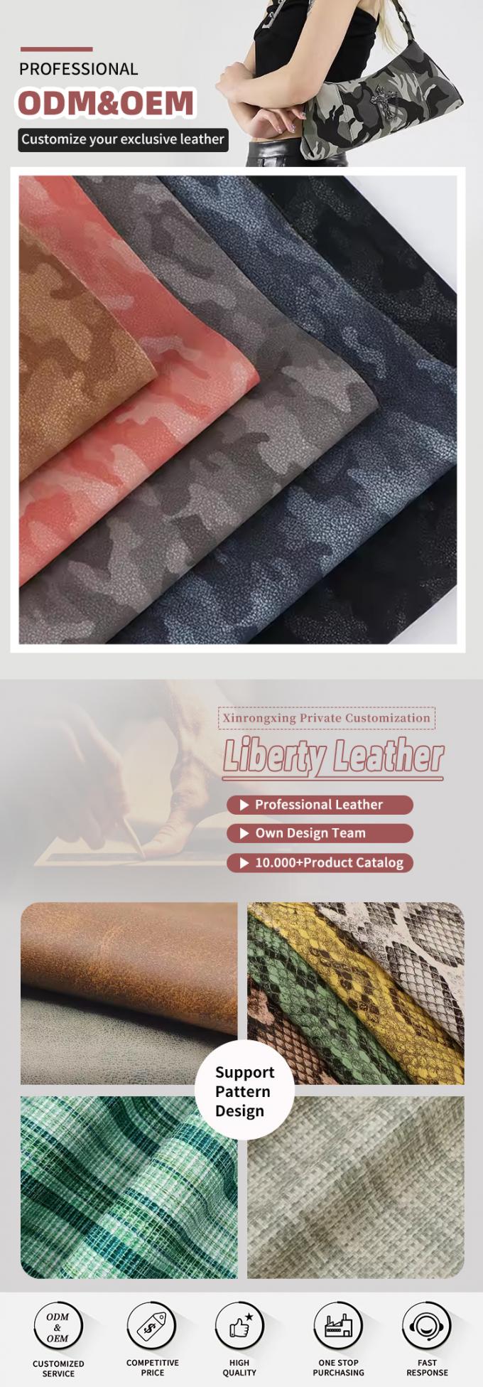 PU Couro de ovelha congelado Nubuck Cereal Camuflagem Saco de couro sintético Sapatos Carteira Decorar Quadrinhos Caixa Tecido de couro falso 4