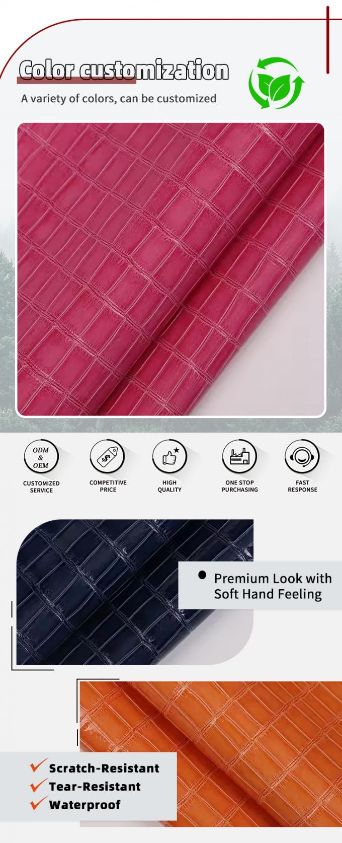 PVC de alto brilho Padrão de bambu Grão Couro sintético artificial Decoração de sapatos Bolsas Caixa Tecido de couro falso 4