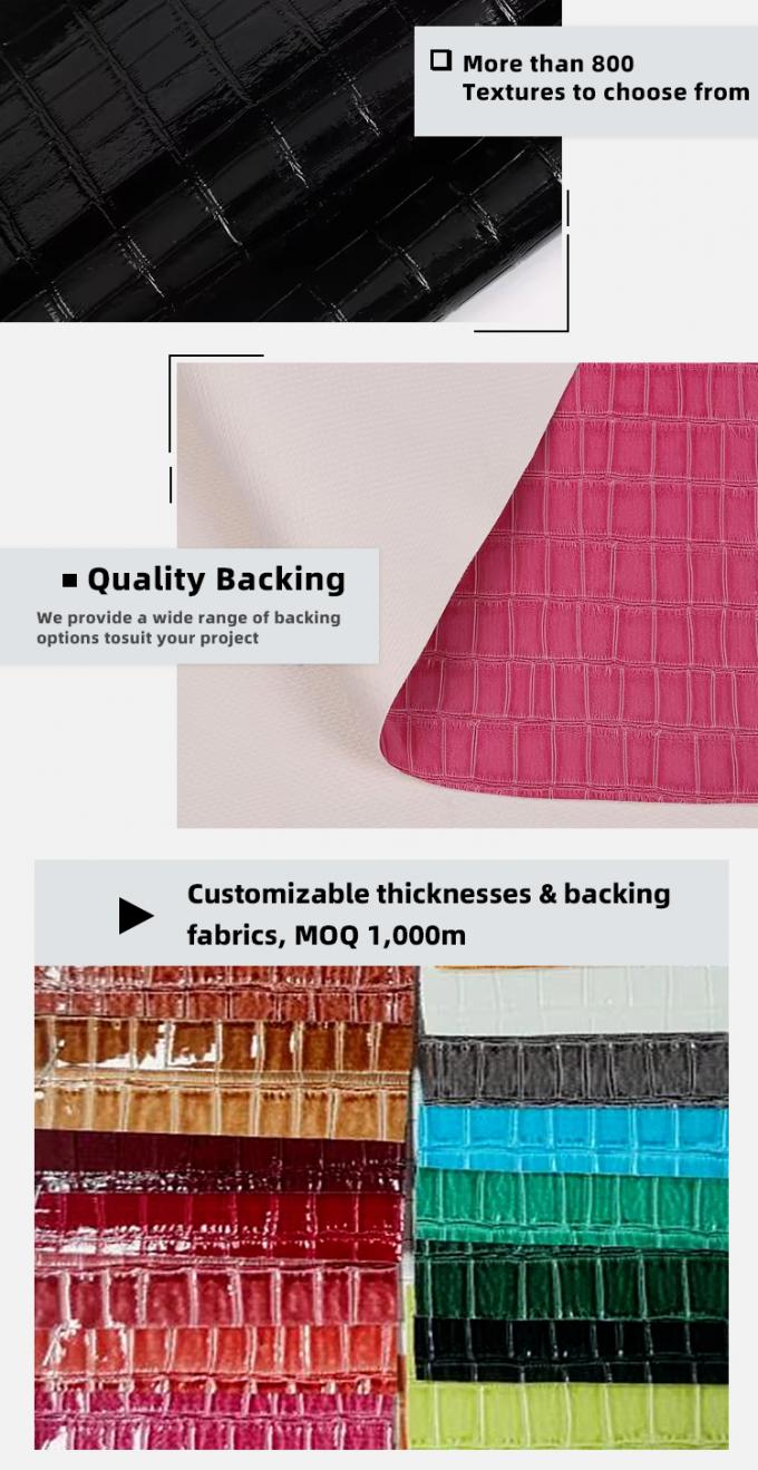 PVC de alto brilho Padrão de bambu Grão Couro sintético artificial Decoração de sapatos Bolsas Caixa Tecido de couro falso 5